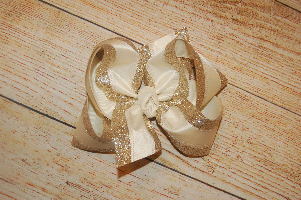 CREAM Satin & Glitter Hair Bow