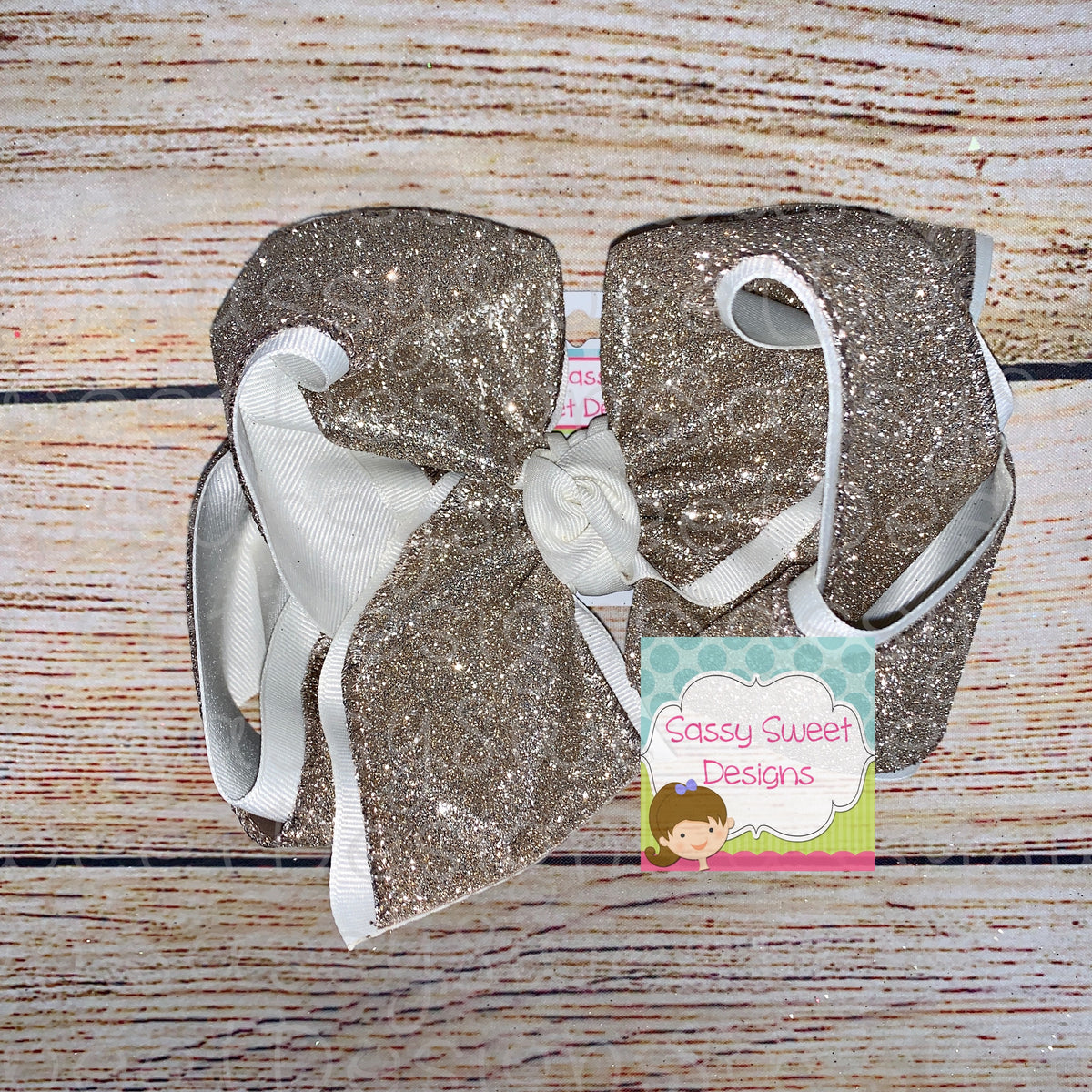 Platinum Solid Glitter Hair Bow