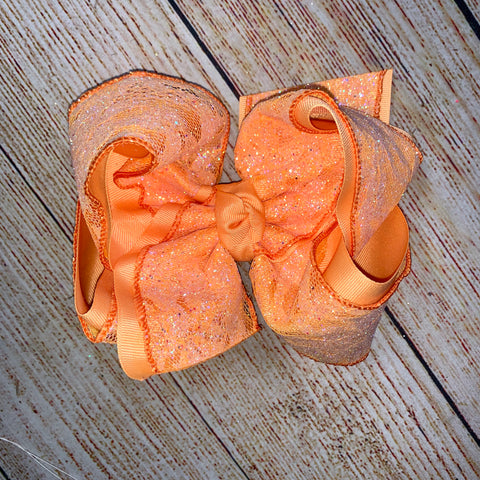 Creamsicle Glitter Lace Hair Bow