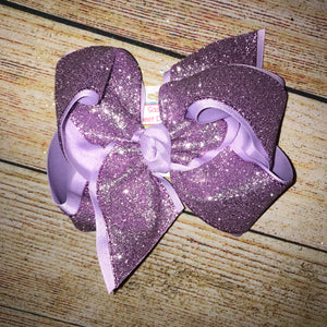 Lavender Solid Glitter Hair Bow