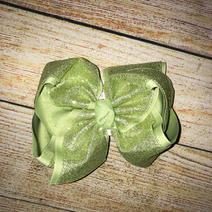 Sage Green Solid Glitter Hair Bow