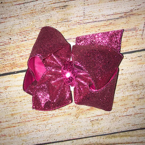 Shocking Pink Solid Glitter Hair Bow