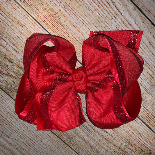 Red Canvas & Glitter Hair Bow