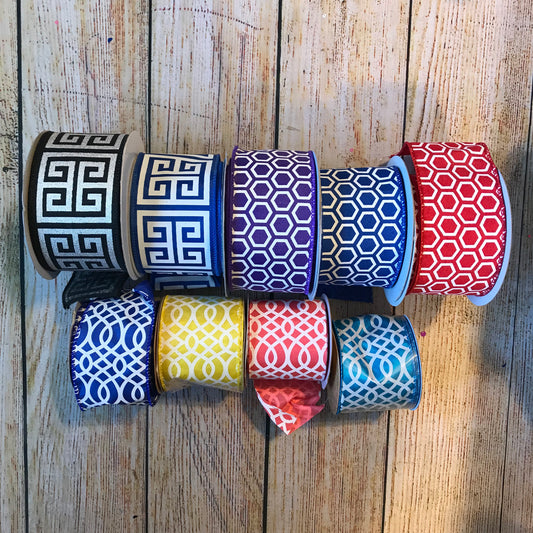 Greek Key, Honeycomb, & Lattice Hair bow