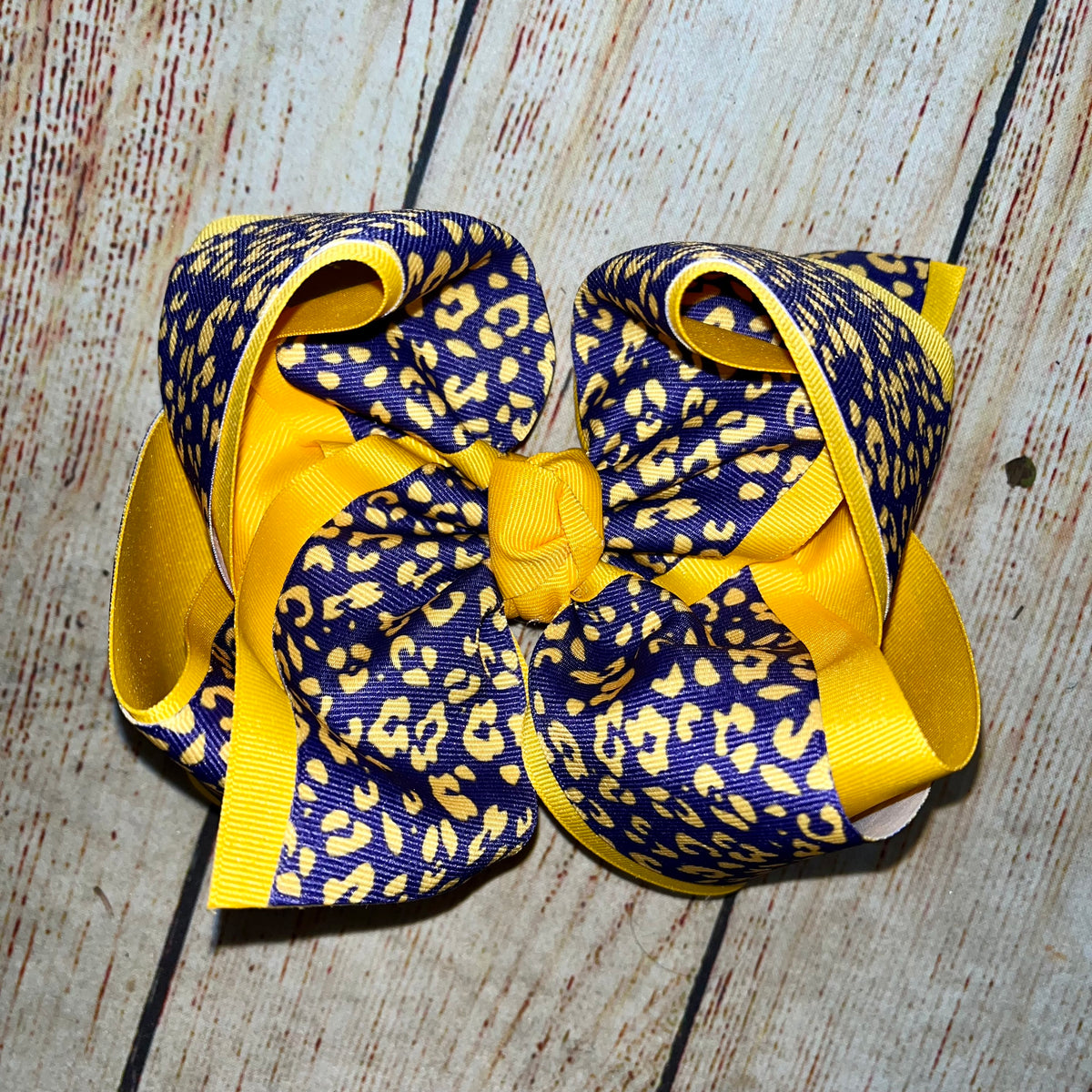 LSU Leopard Cheetah Grosgrain Hair Bow