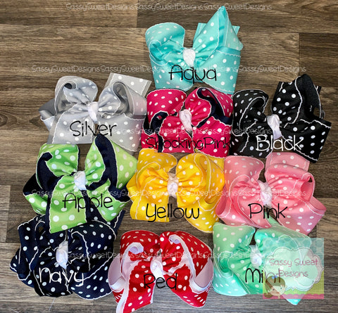 Polka Dot MOONSTITCH Grosgrain Ribbon Hairbow