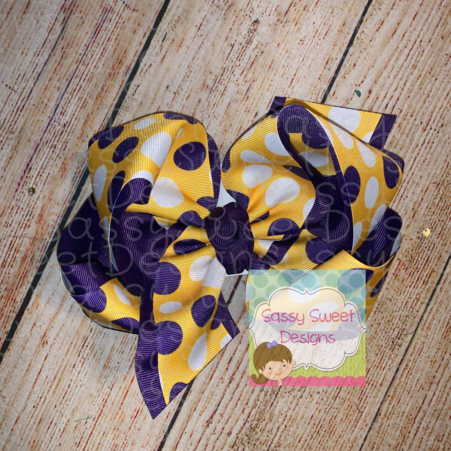 Purple & Yellow Gold Polka Dots LSU