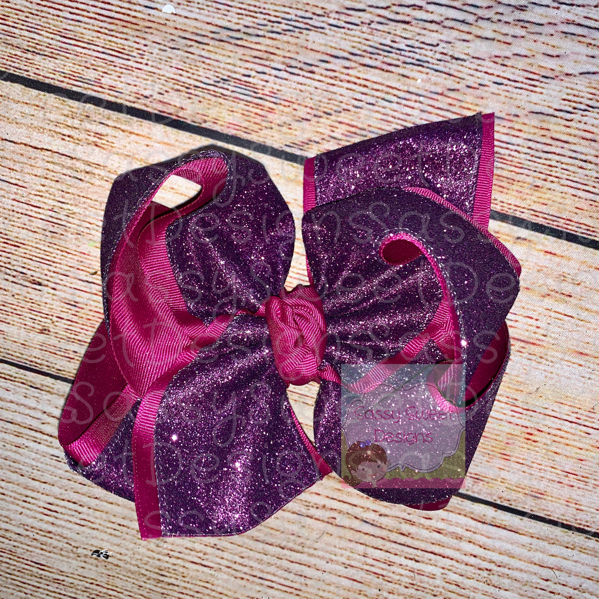 FALL Plum Solid Glitter Hair Bow