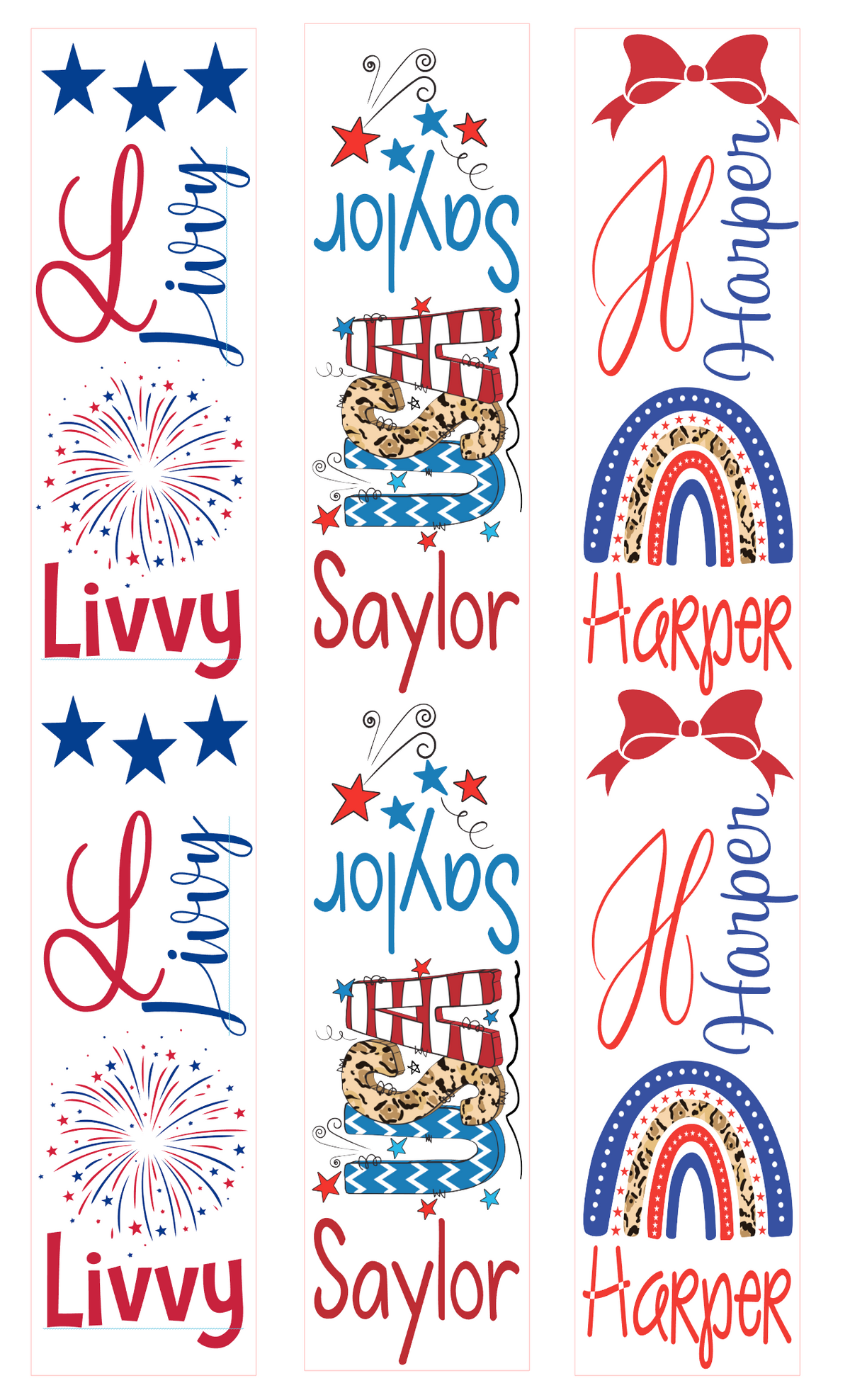 Patriotic TWISTED Custom Name Design Printed Ribbon Hair Bows