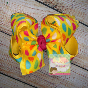 Yellow Multi Drops Spring Hair Bow