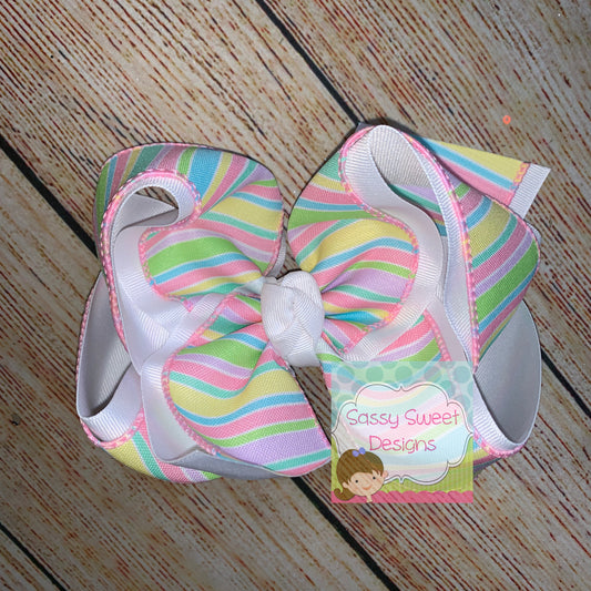 Spring Pastel Stripe Hair Bow