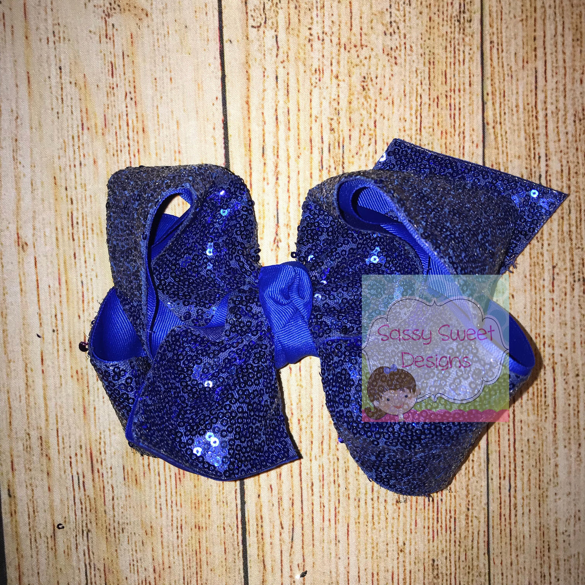 Royal Blue Sassy Sequins Hair Bow