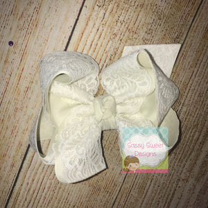 ORIGINAL Ivory Lace Hair Bow