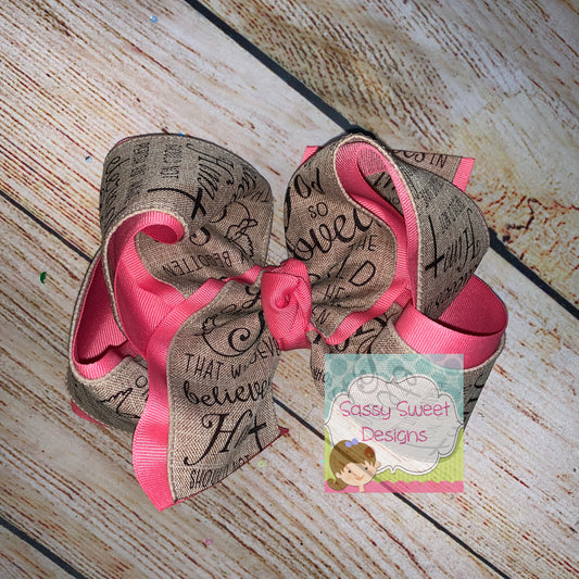 John 3:16 Canvas Hair Bow
