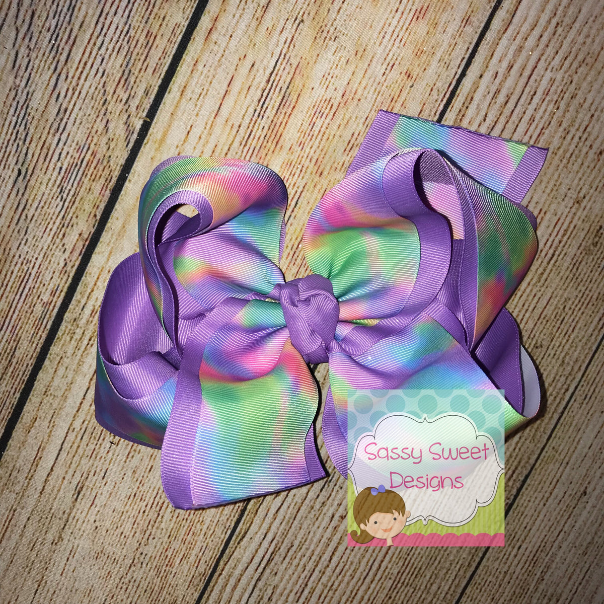 Spring Pastel Tie Dye Grosgrain Hair Bow