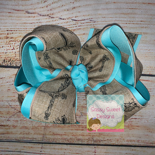 Natural Cross Canvas Hair Bow
