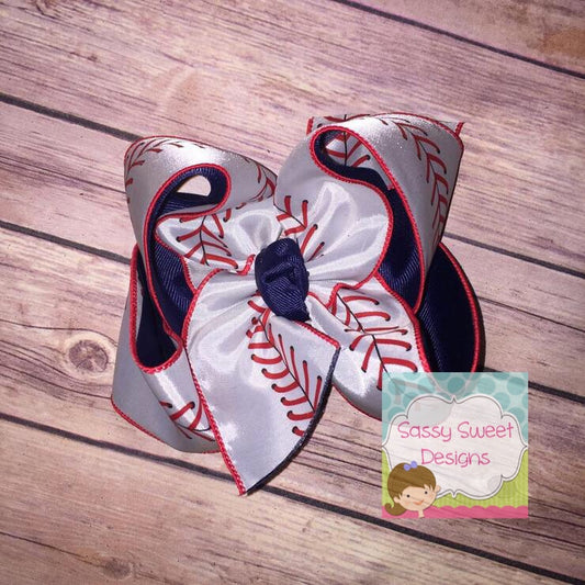 Baseball Threads Seams Stitches Hair Bow