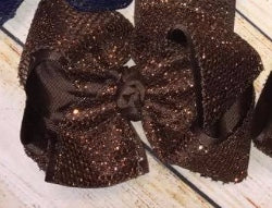 Brown Glitter Mesh Hair Bow