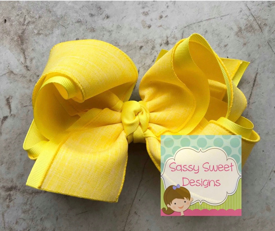 Bright Yellow Solid Canvas Hair Bow
