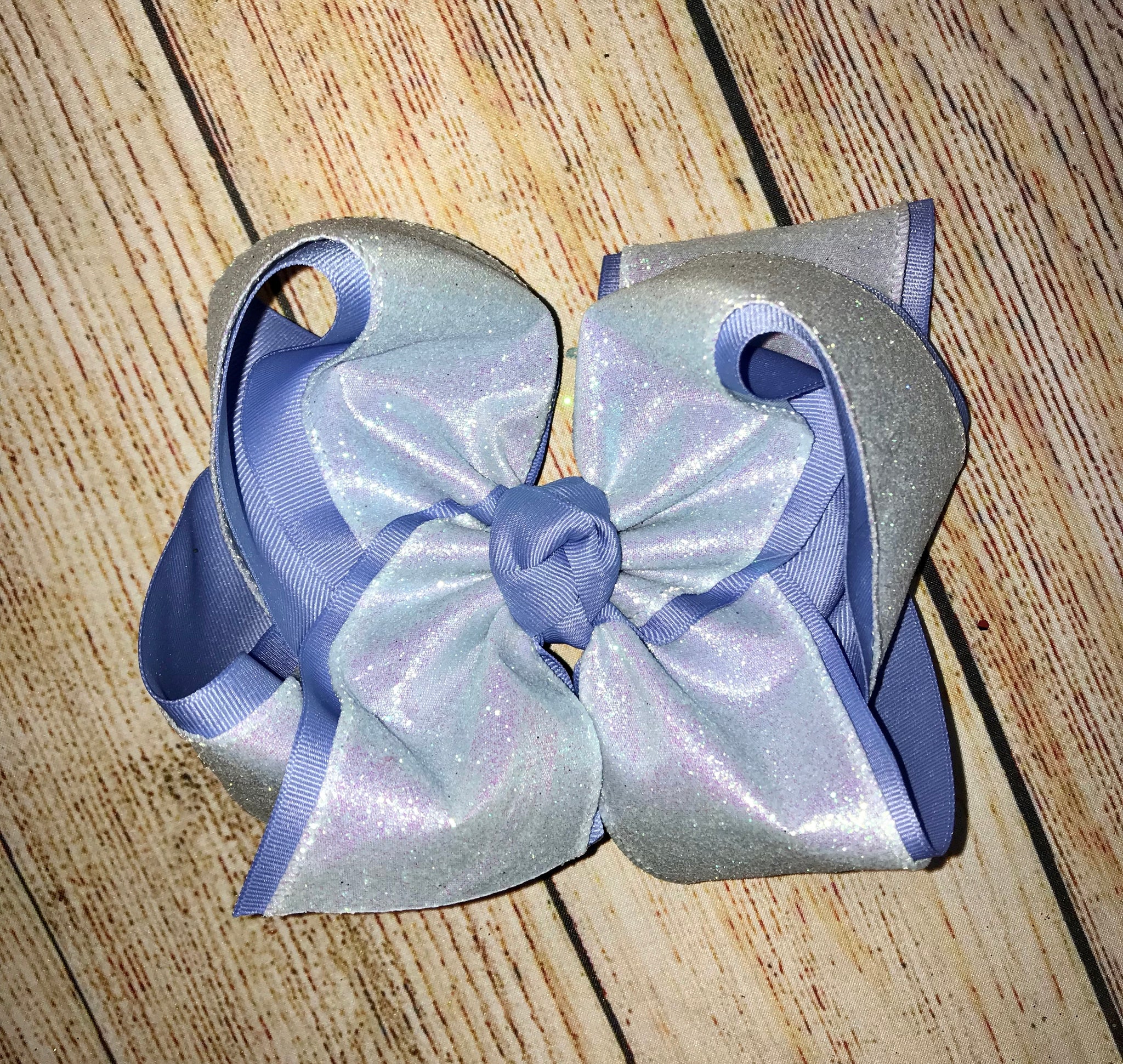 Ice Blue Solid Glitter Hair Bow