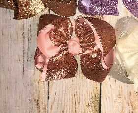 Rose Gold Solid Glitter Hair Bow