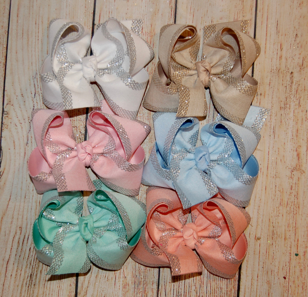 Spring Canvas Glitter Edge Hair Bow