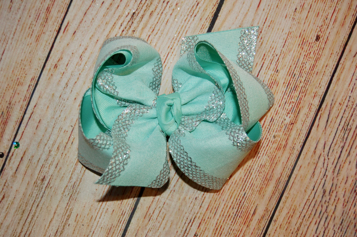 Spring Canvas Glitter Edge Hair Bow