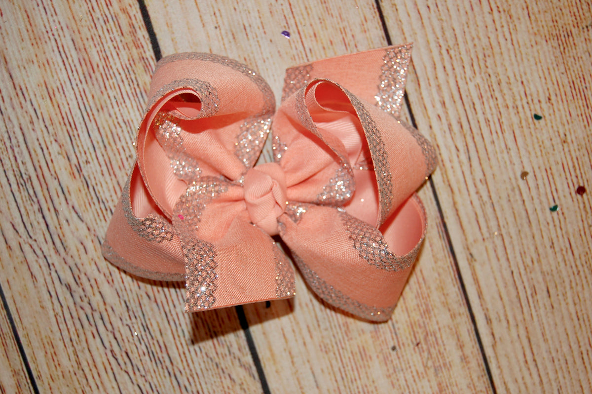 Spring Canvas Glitter Edge Hair Bow