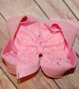 Pink Glitter LACE Hair Bow
