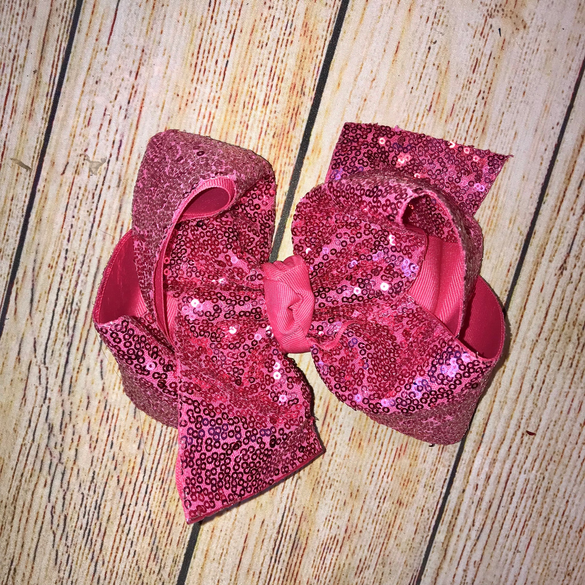 French Pink Sassy Sequins Hair Bow
