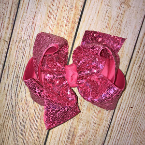 French Pink Sassy Sequins Hair Bow