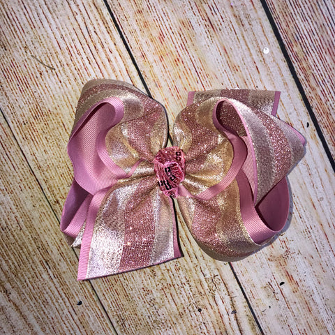 Rose & Gold Metallic & Mesh Hair Bow