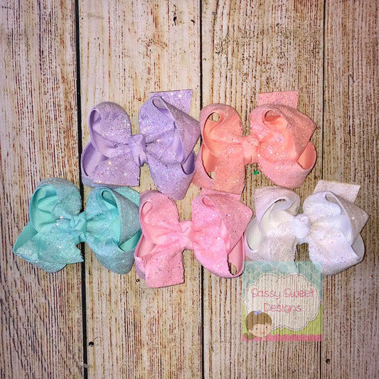 Small Medium Glitter Lace Hair bow