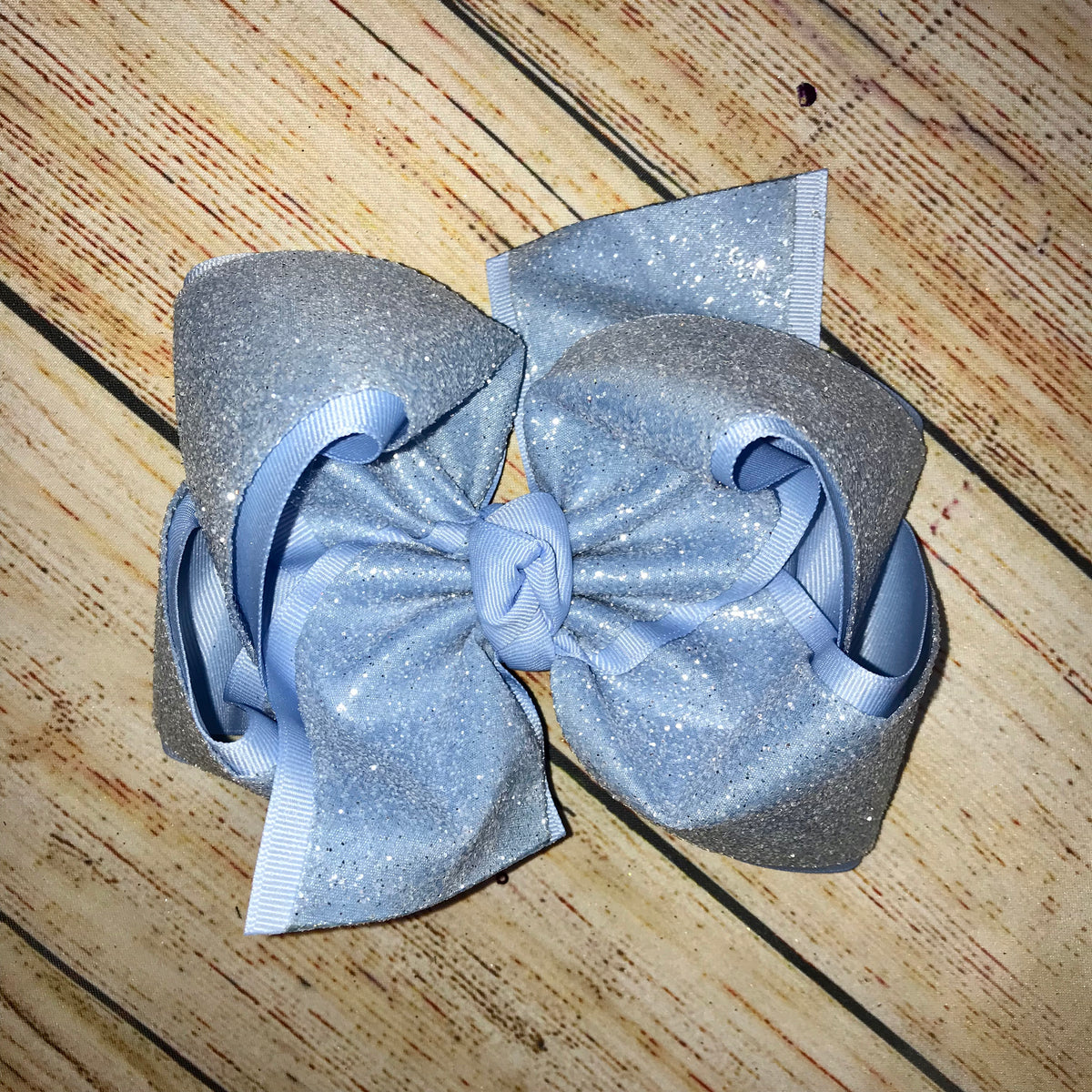 Powder Blue Solid Glitter Hair Bow