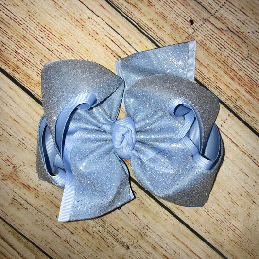 Powder Blue Solid Glitter Hair Bow
