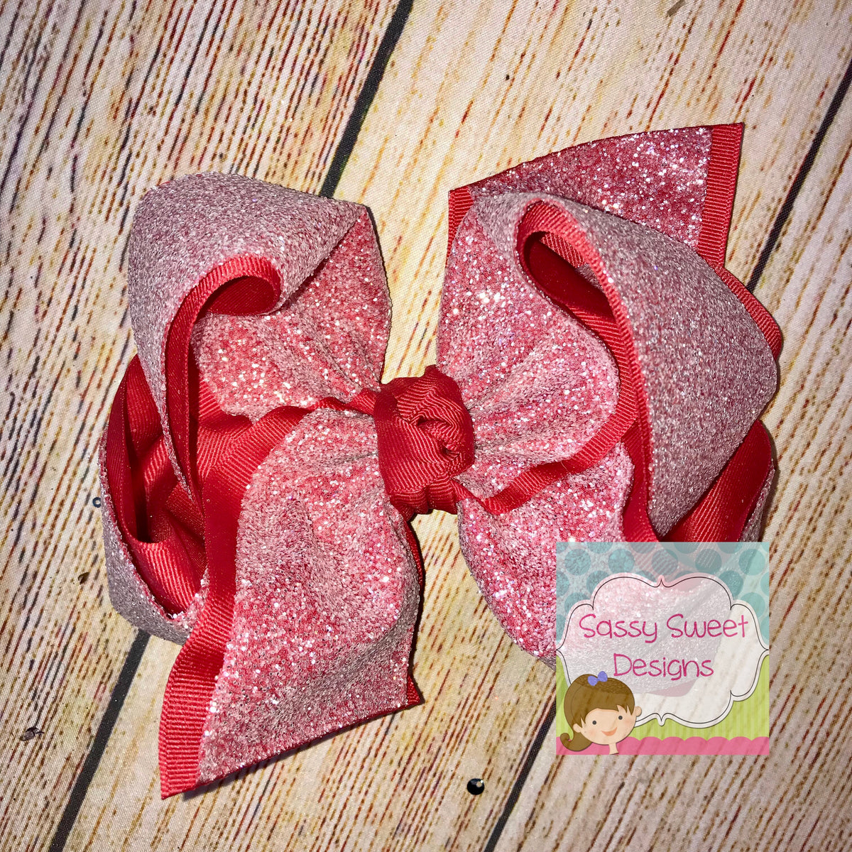 Red Sugar Glitter Solid Hair Bow