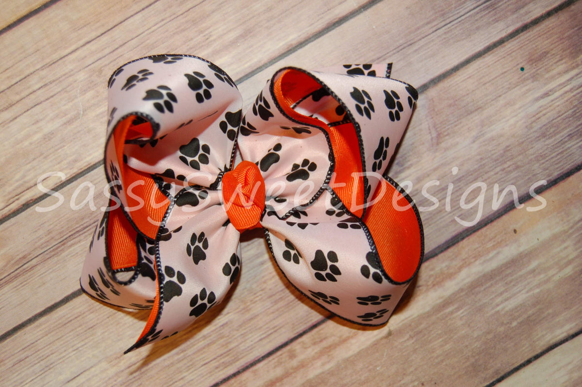 Black Paw Print Hair Bow
