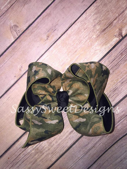 Camouflage Camo Canvas Hair Bow