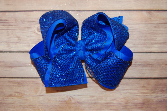ROYAL BLUE Glitter Mesh Hairbow