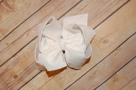 White Glitter Web Hair Bow