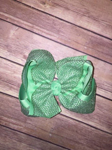 Mint Green Glitter Mesh Hair Bow