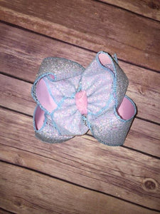 SSD Light Blue Glitter Web & Baby Pink Hair Bow