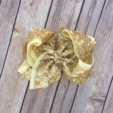 Champagne Sequin Hair Bow