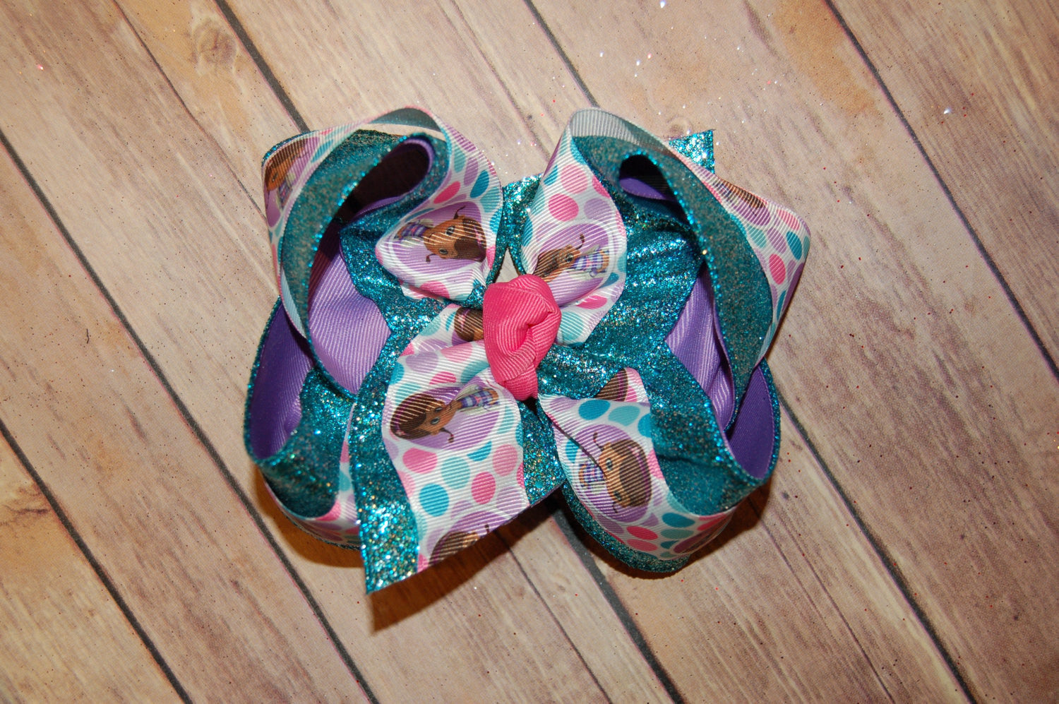 Doc McStuffins Dottie Triple Glitter Hair Bow