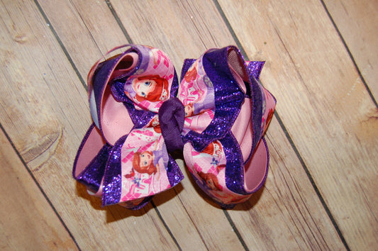 Sofia The First Triple Glitter Hair Bow