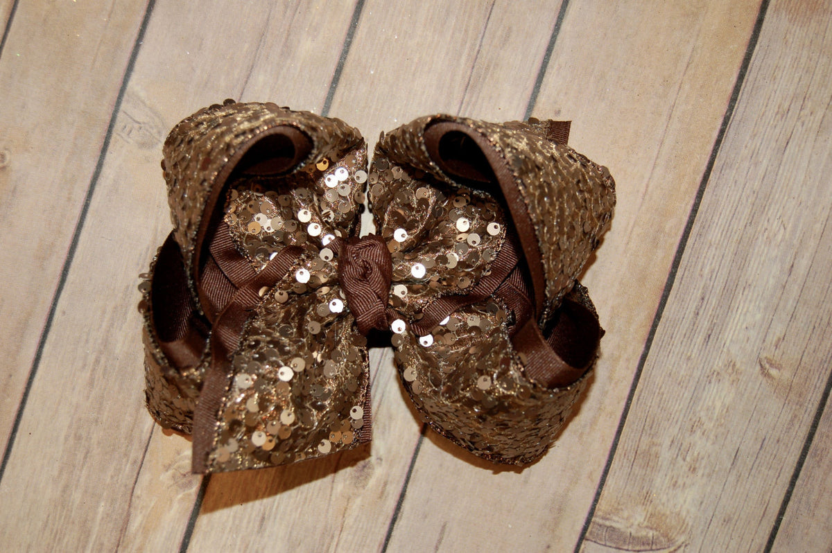 Bronze Sequin Hair Bow