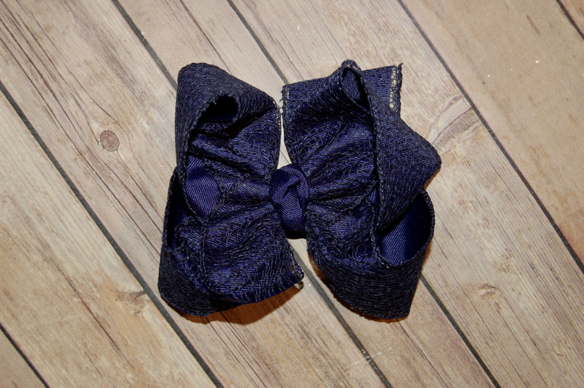 Navy Blue Web Hair Bow