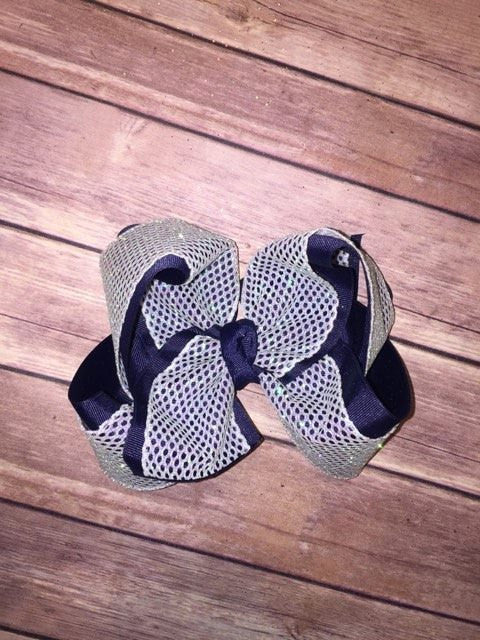 WHITE Glitter Mesh Hair Bow
