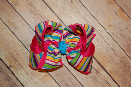 Bright Spring Multi Stipe White Hair Bow
