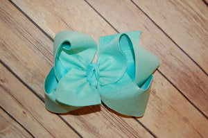 Mint Green Solid Canvas Hair Bow